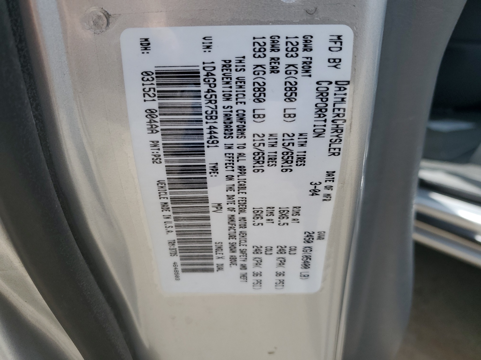 1D4GP45R75B144491 2005 Dodge Caravan Sxt