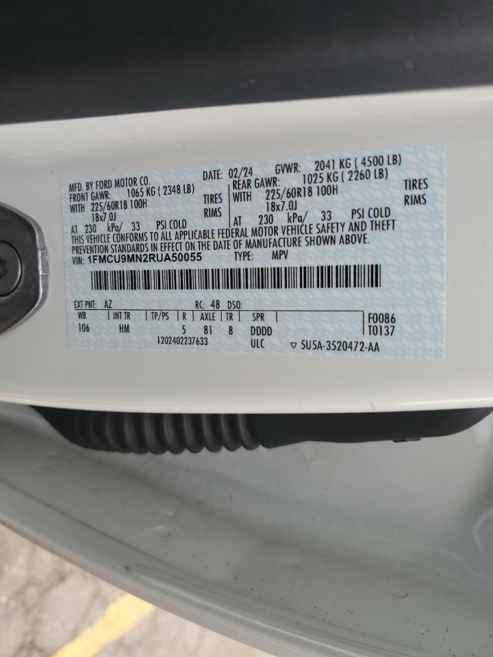 2024 Ford Escape St Line VIN: 1FMCU9MN2RUA50055 Lot: 62306054