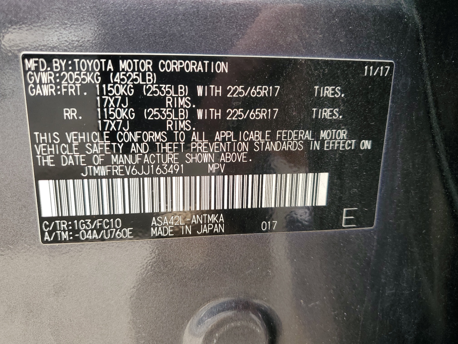 JTMWFREV6JJ163491 2018 Toyota Rav4 Adventure