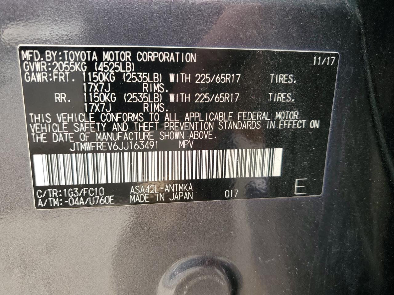 2018 Toyota Rav4 Adventure VIN: JTMWFREV6JJ163491 Lot: 62391114