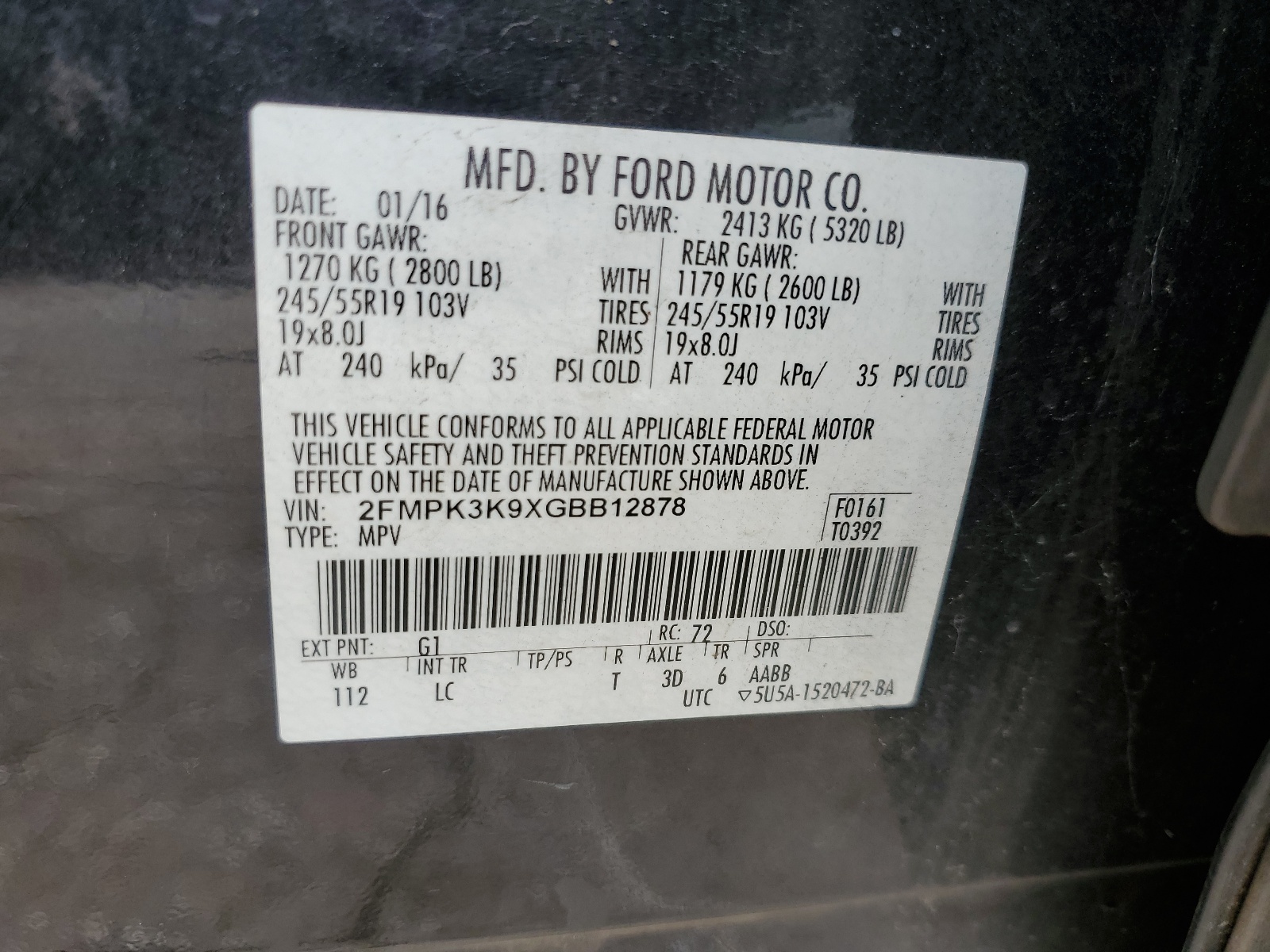 2FMPK3K9XGBB12878 2016 Ford Edge Titanium