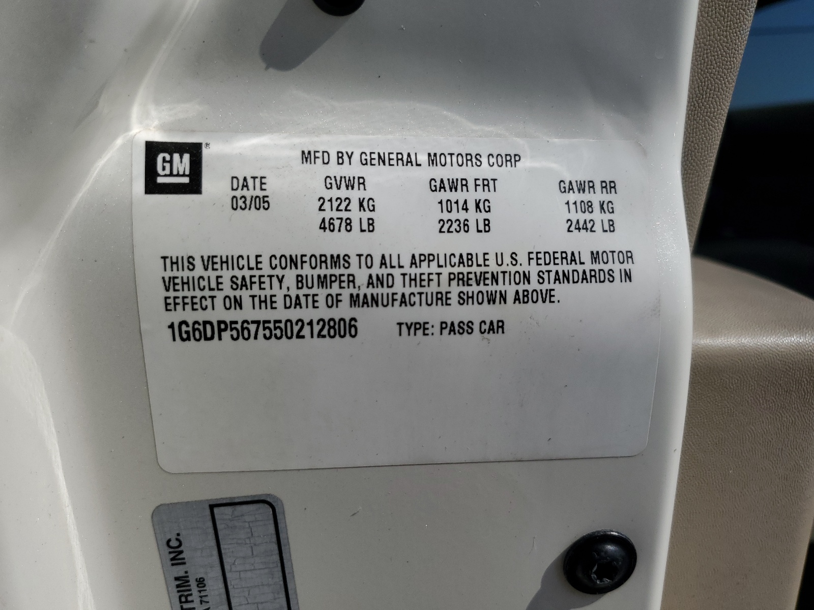 1G6DP567550212806 2005 Cadillac Cts Hi Feature V6