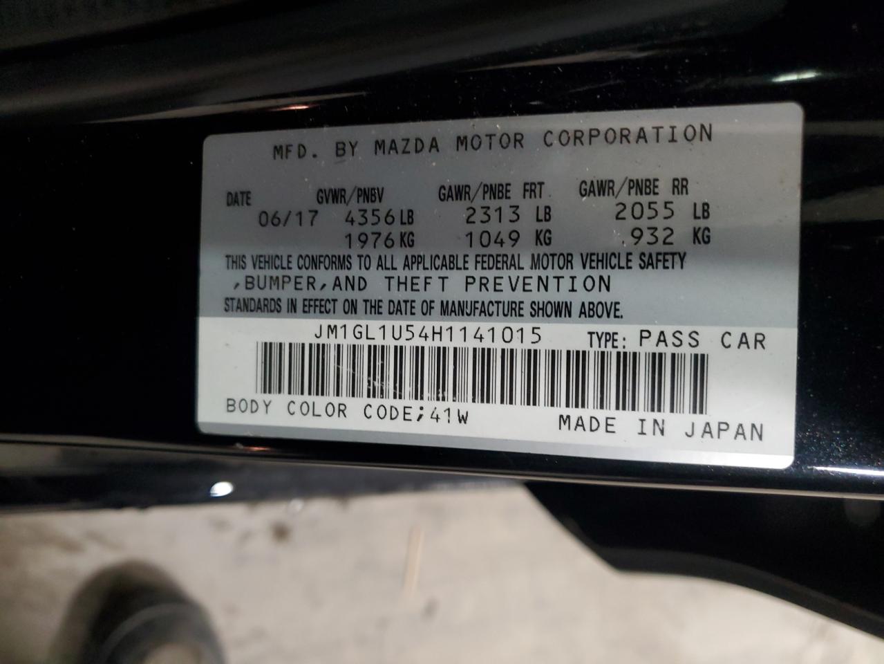 JM1GL1U54H1141015 2017 Mazda 6 Sport