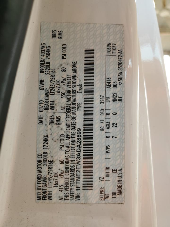 2010 Ford Econoline E250 Van VIN: 1FTNE2EW3ADA28899 Lot: 63762014