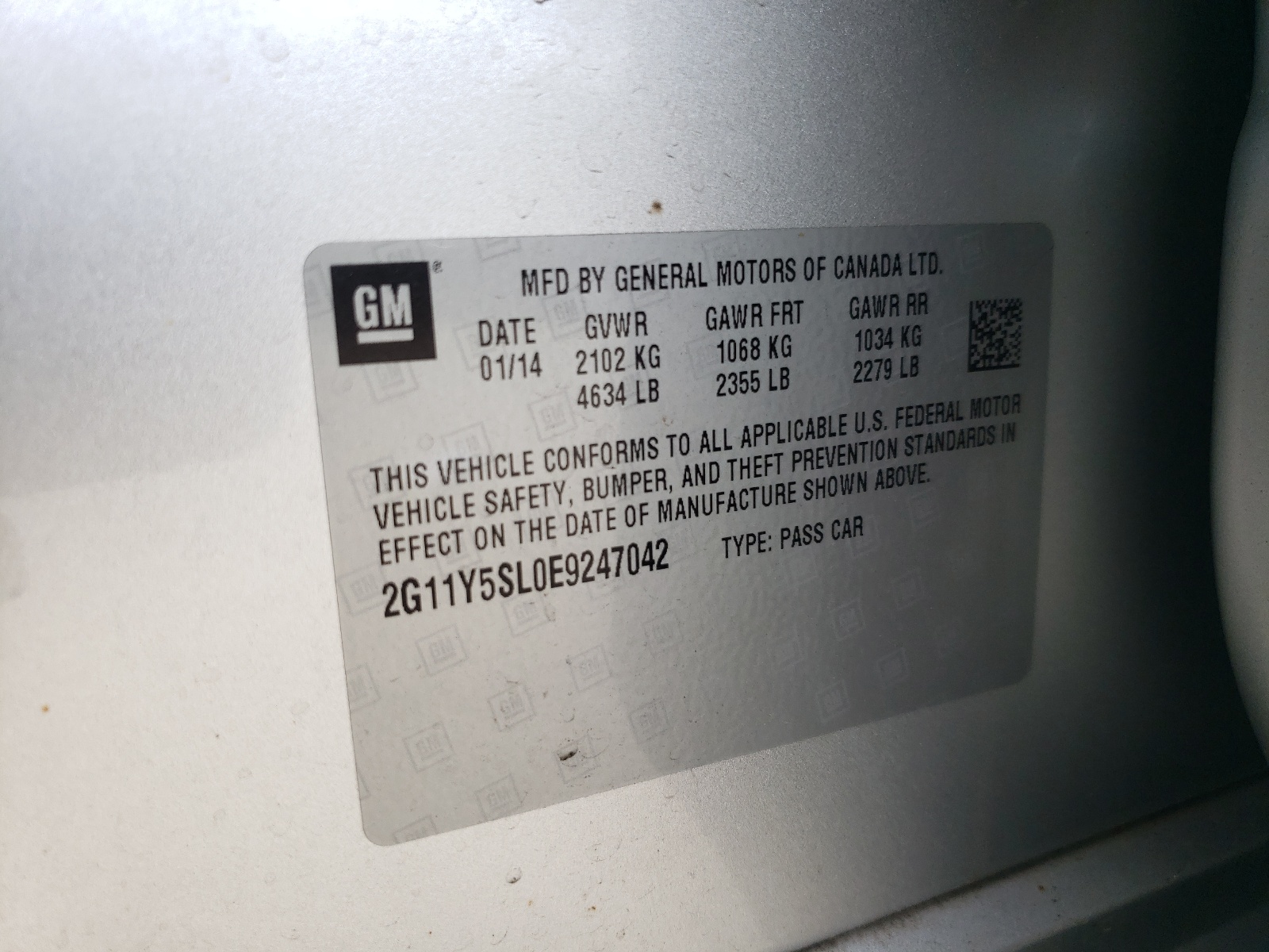 2G11Y5SL0E9247042 2014 Chevrolet Impala Ls