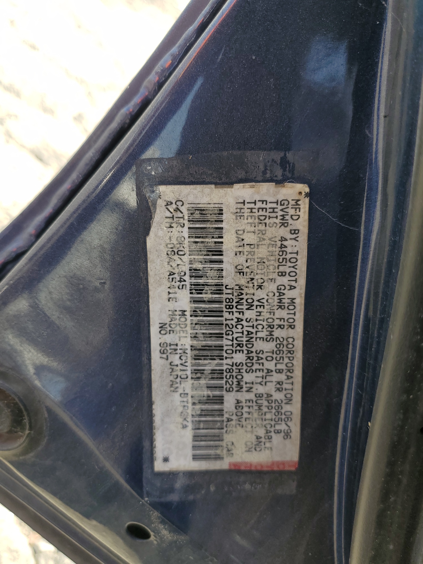 JT8BF12G7T0178529 1996 Lexus Es 300