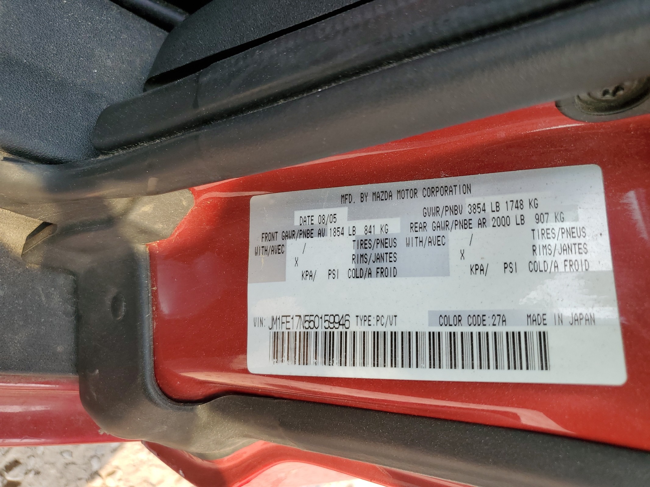 JM1FE17N550159946 2005 Mazda Rx8