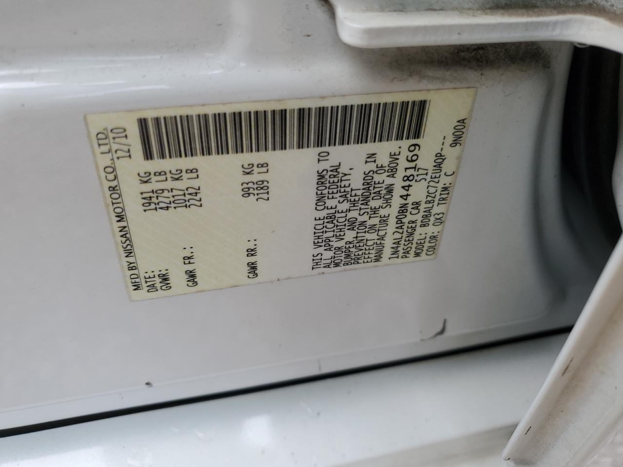 1N4AL2AP0BN448169 2011 Nissan Altima Base