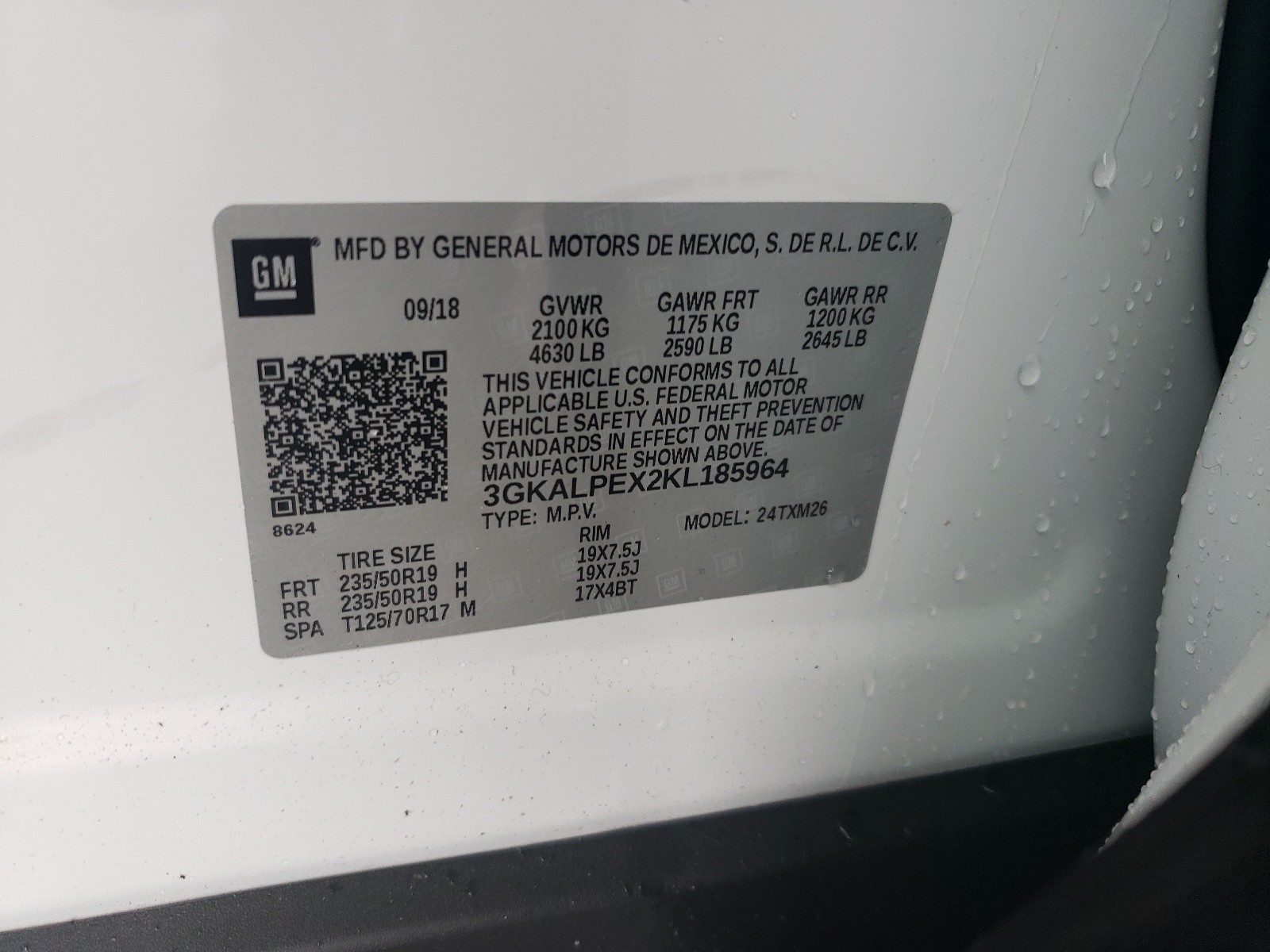 3GKALPEX2KL185964 2019 GMC Terrain Slt