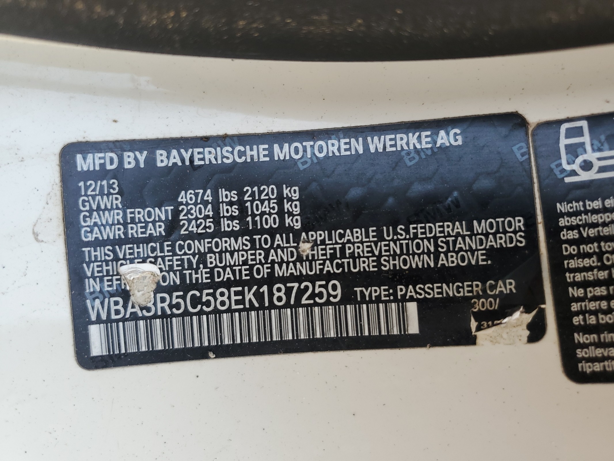 WBA3R5C58EK187259 2014 BMW 435 Xi