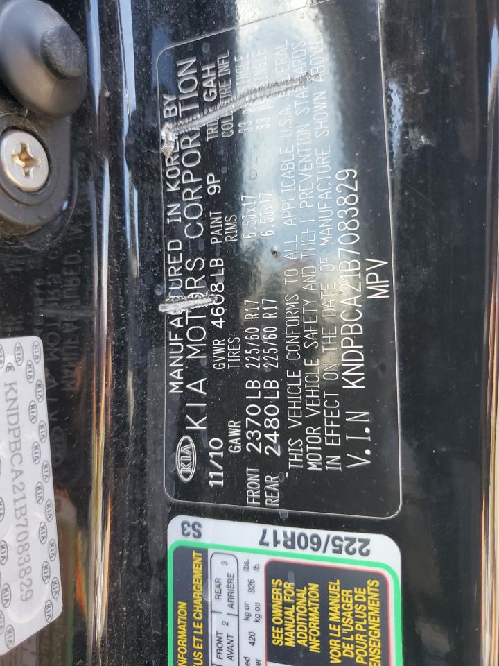 2011 Kia Sportage Lx VIN: KNDPBCA21B7083829 Lot: 62192454