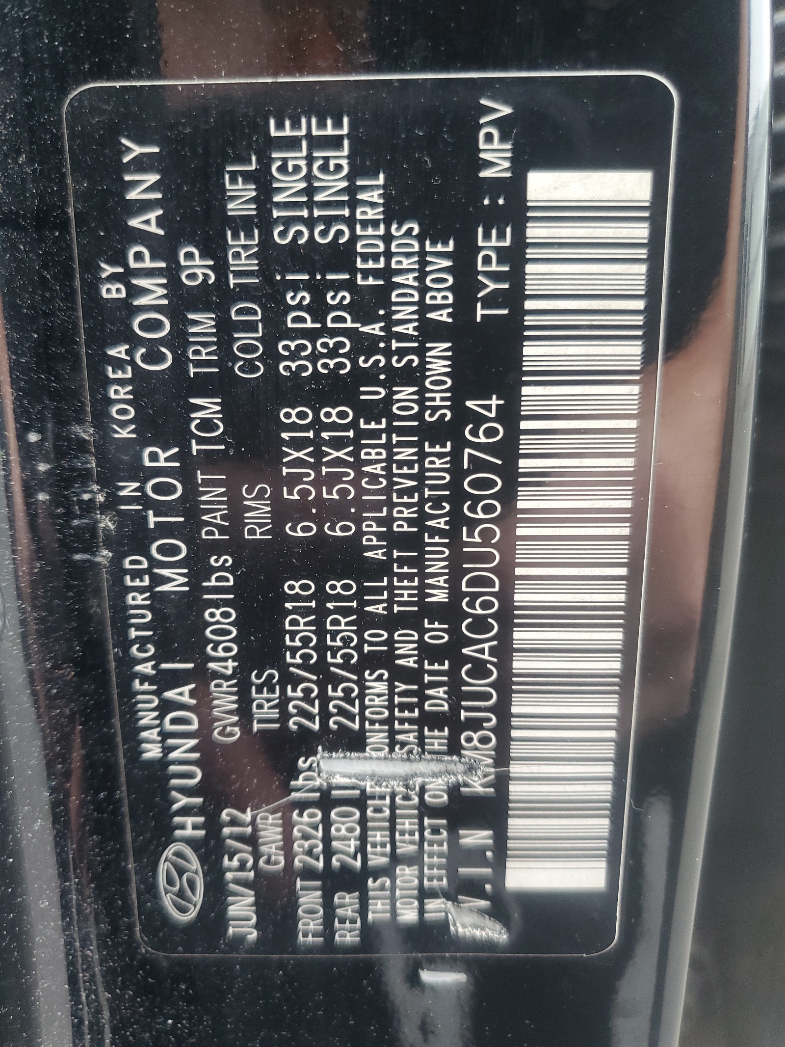 KM8JUCAC6DU560764 2013 Hyundai Tucson Gls