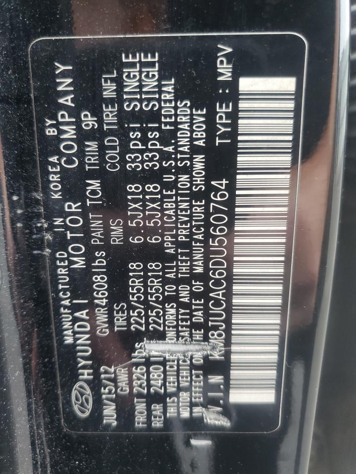 2013 Hyundai Tucson Gls VIN: KM8JUCAC6DU560764 Lot: 64783094