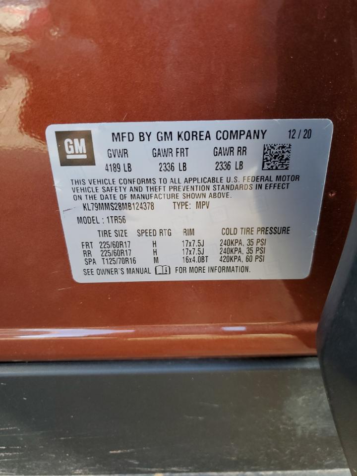 2021 Chevrolet Trailblazer Ls VIN: KL79MMS28MB124378 Lot: 63882404