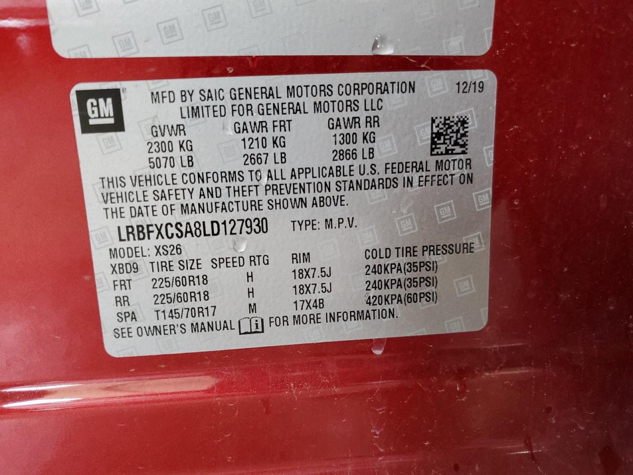 2020 Buick Envision Essence VIN: LRBFXCSA8LD127930 Lot: 65092814