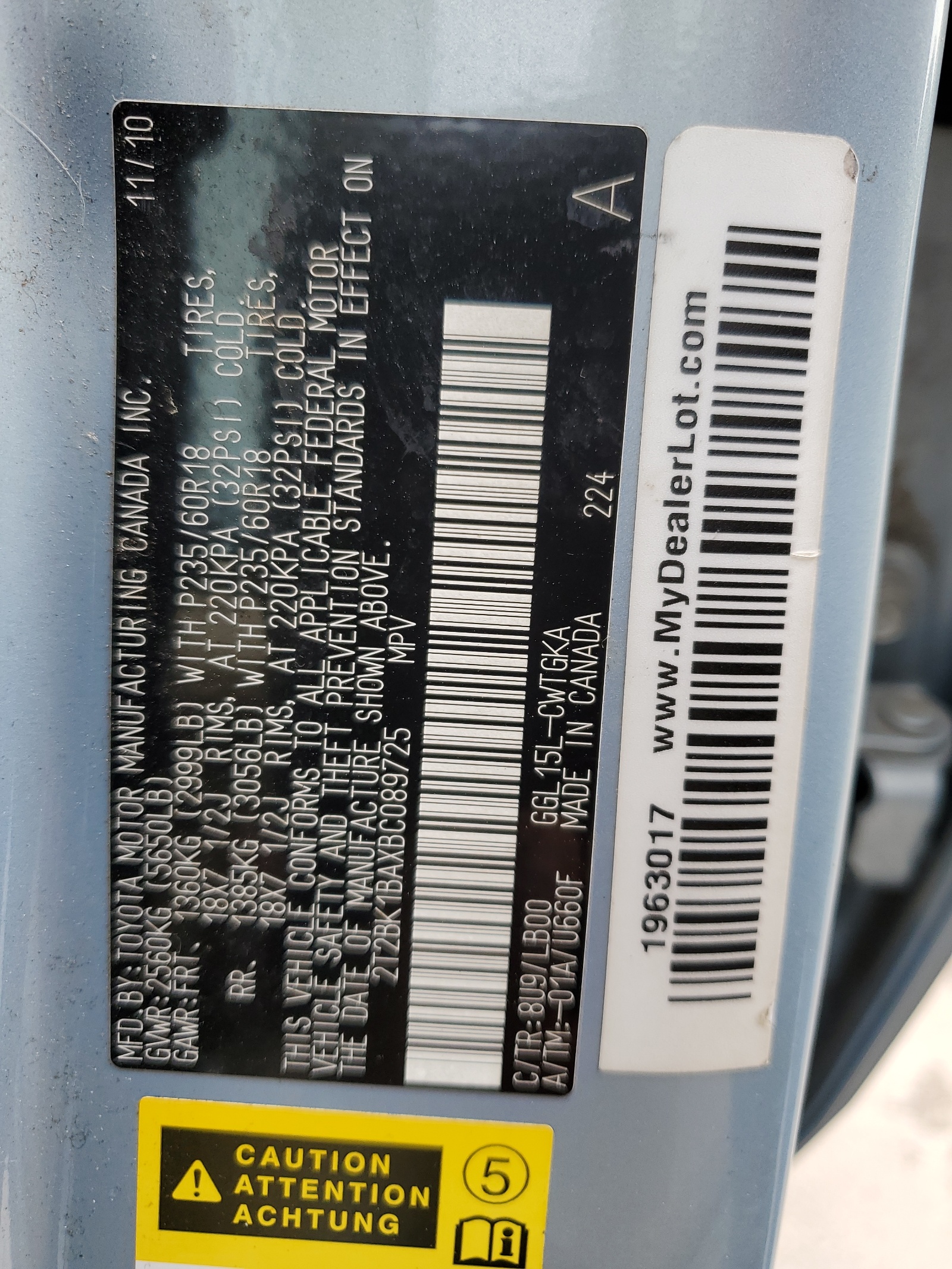 2T2BK1BAXBC089725 2011 Lexus Rx 350