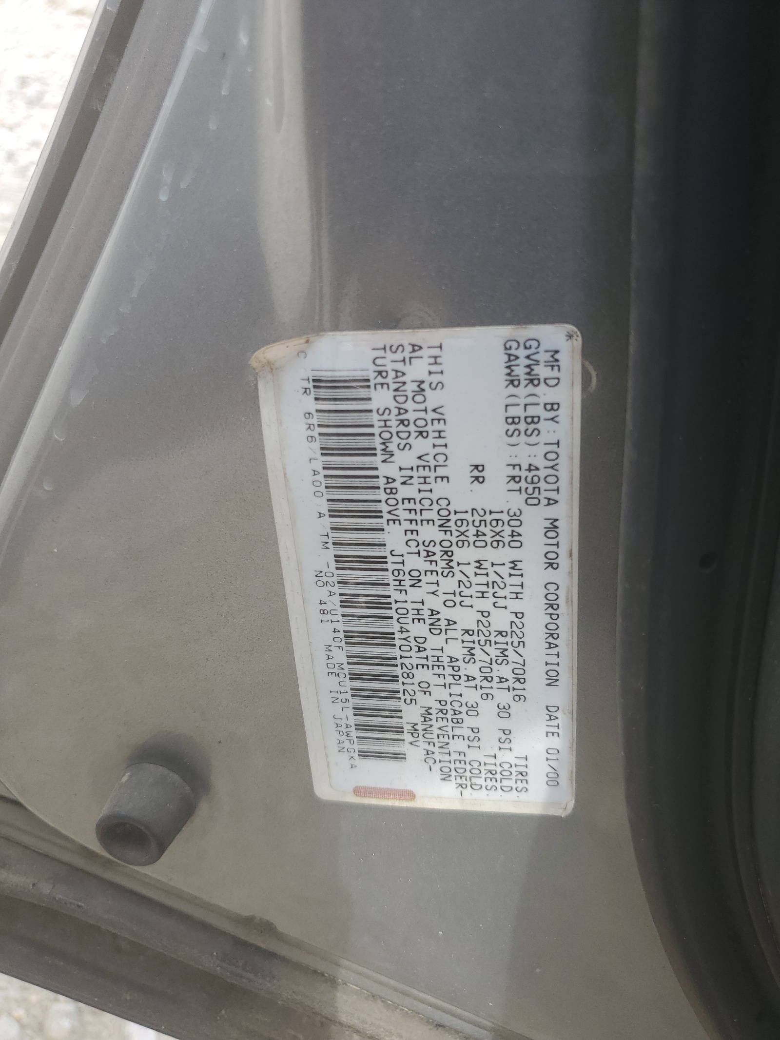 JT6HF10U4Y0128125 2000 Lexus Rx 300