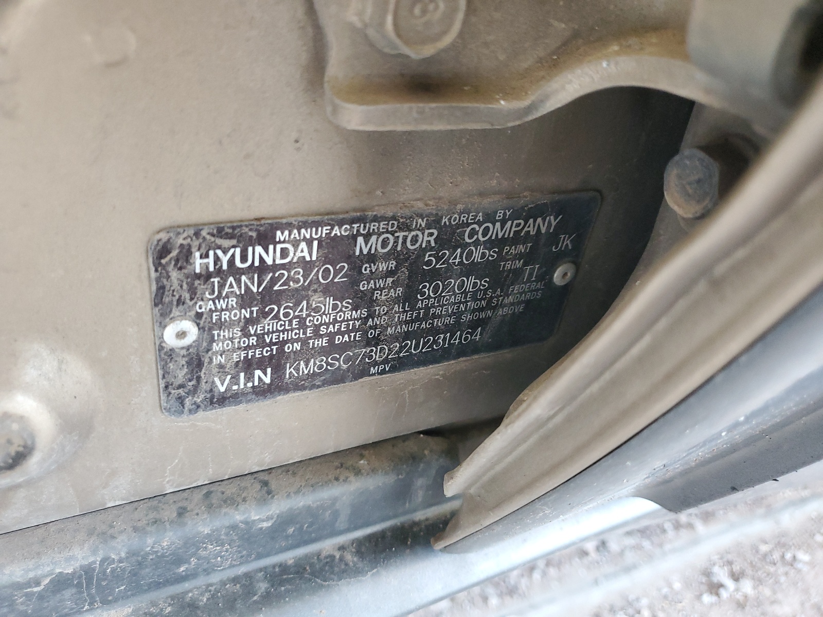 KM8SC73D22U231464 2002 Hyundai Santa Fe Gls