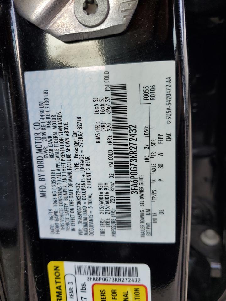 3FA6P0G73KR272432 2019 Ford Fusion S