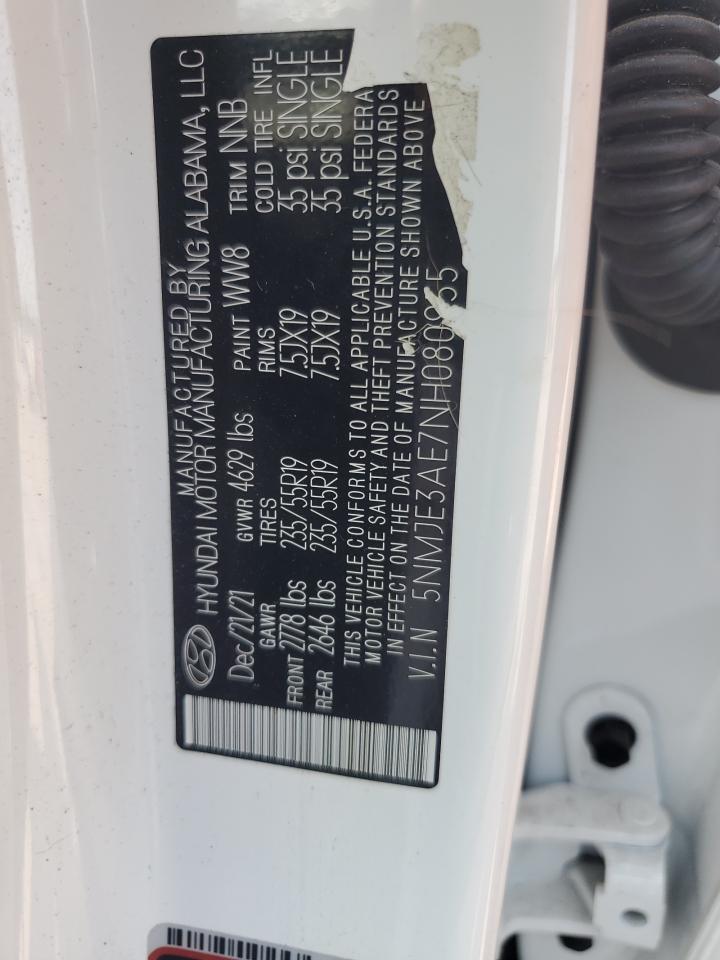 2022 Hyundai Tucson Limited VIN: 5NMJE3AE7NH080955 Lot: 63611394