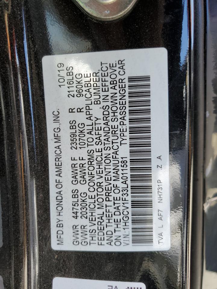 VIN 1HGCV1F33LA011581 2020 HONDA ACCORD no.13