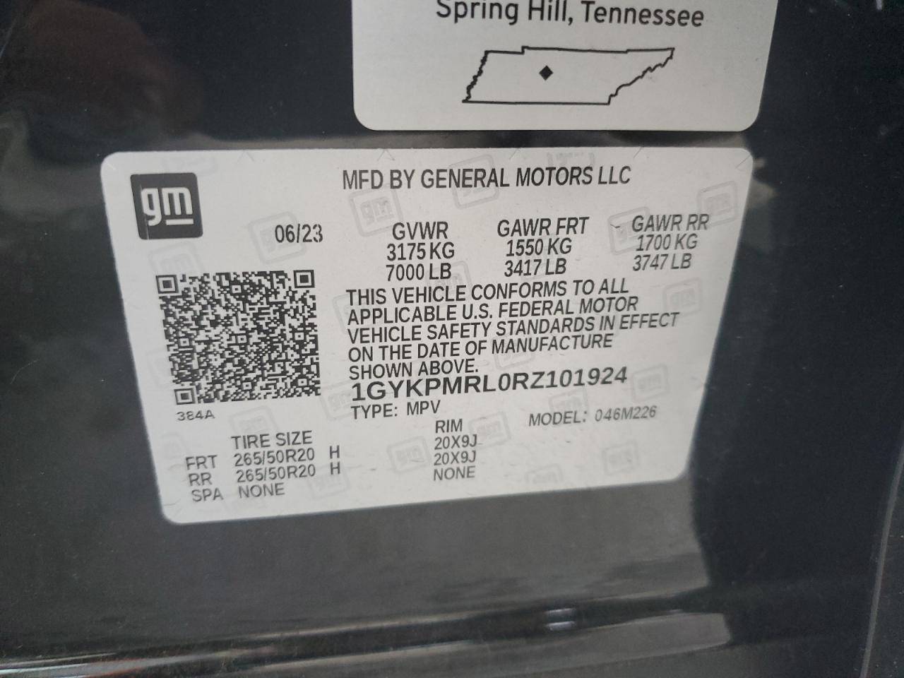 1GYKPMRL0RZ101924 2024 Cadillac Lyriq Tech