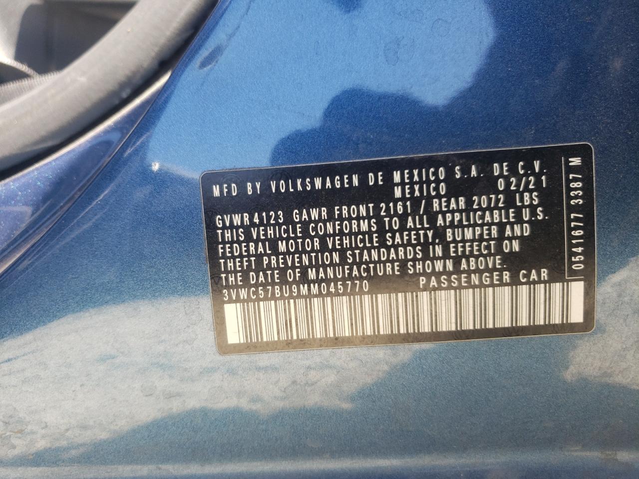 2021 Volkswagen Jetta S VIN: 3VWC57BU9MM045770 Lot: 64523054