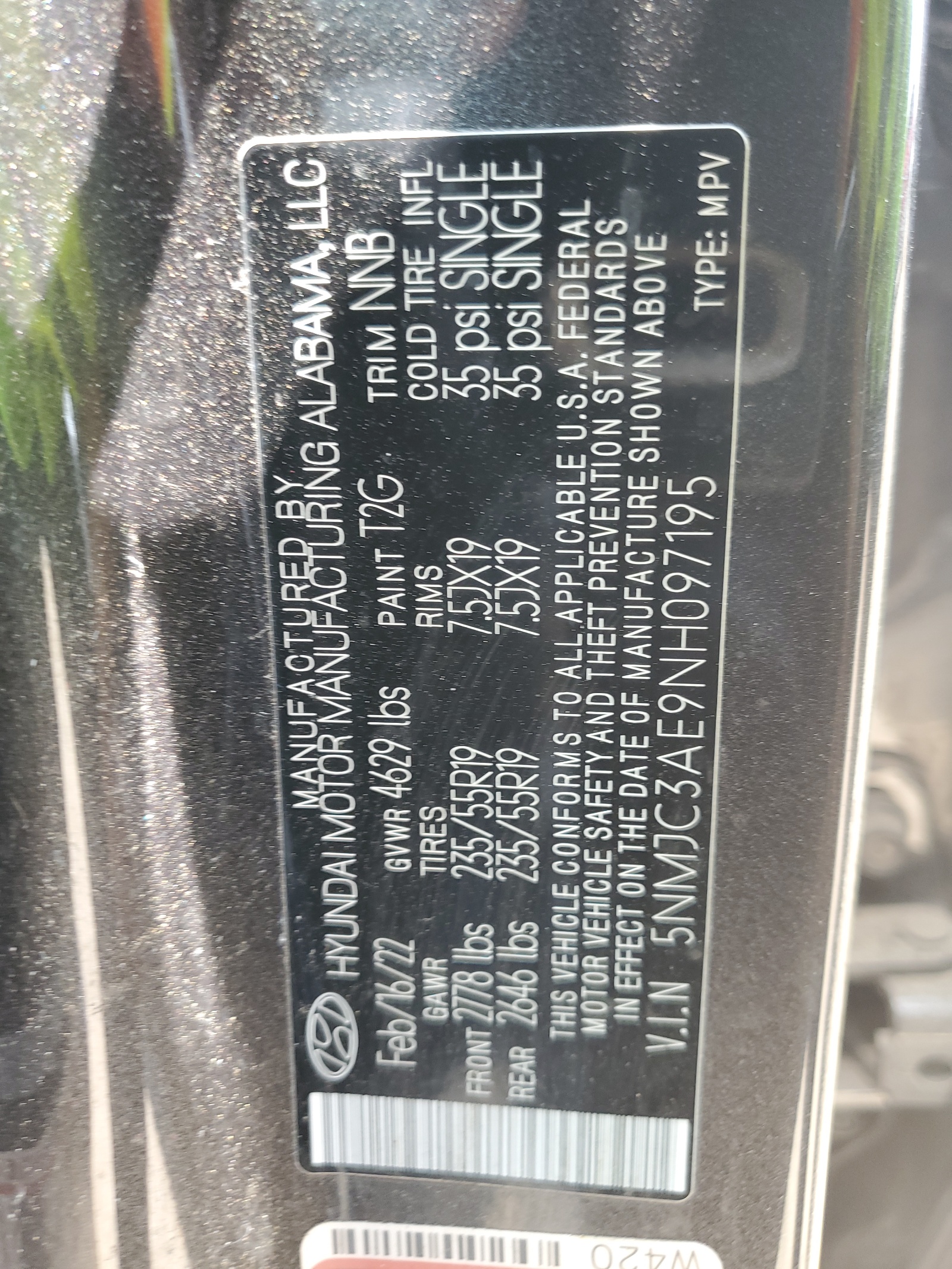 5NMJC3AE9NH097195 2022 Hyundai Tucson Sel