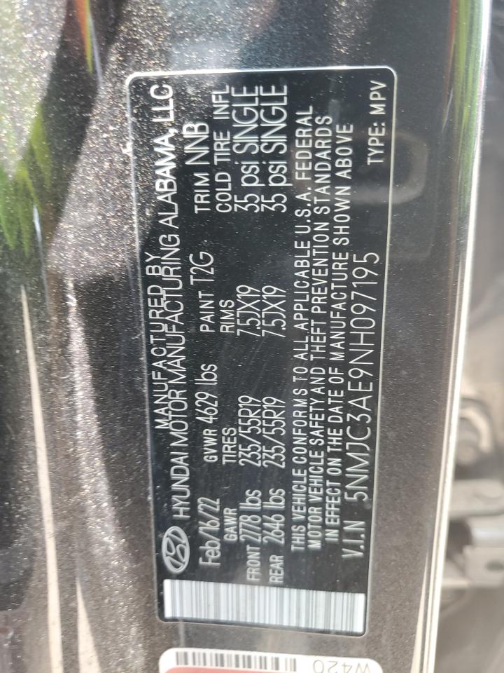 2022 Hyundai Tucson Sel VIN: 5NMJC3AE9NH097195 Lot: 64495124