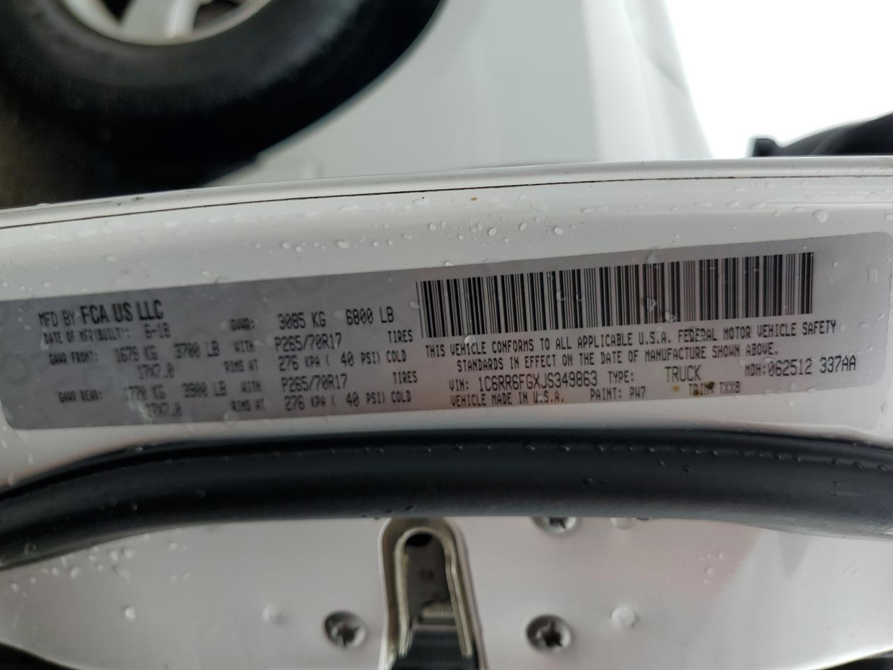 2018 Ram 1500 St VIN: 1C6RR6FGXJS349863 Lot: 64514624