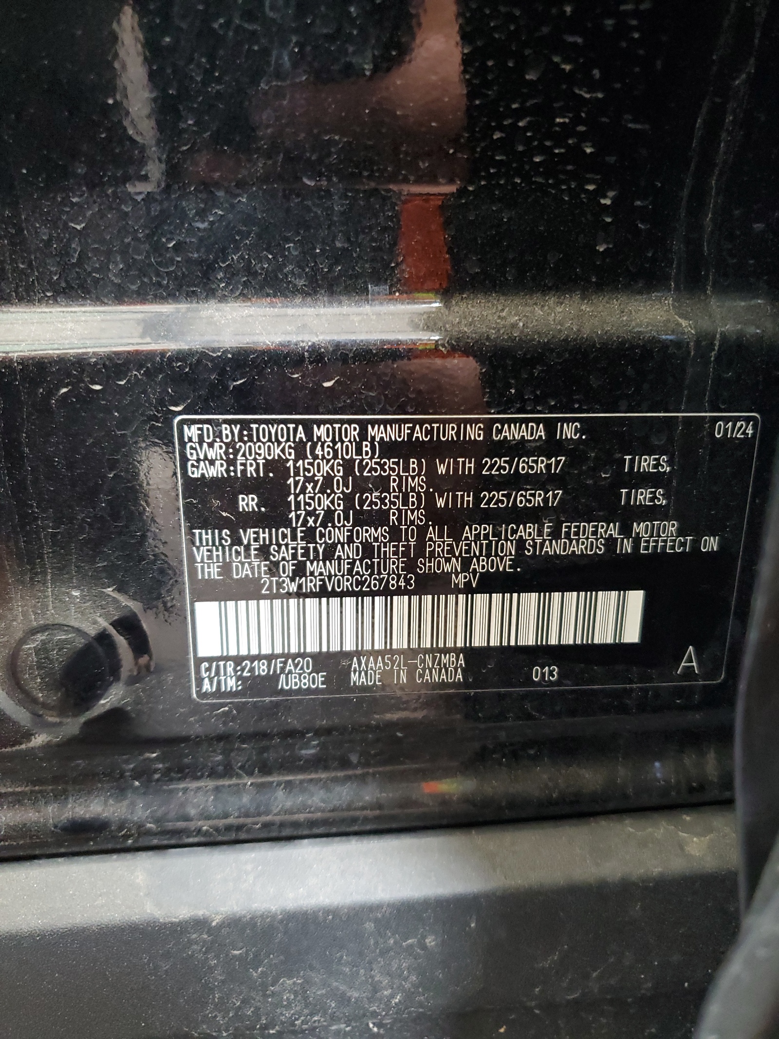 2T3W1RFV0RC267843 2024 Toyota Rav4 Xle