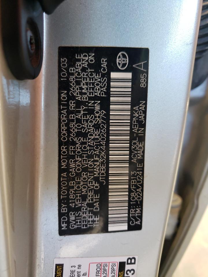 2004 Toyota Camry Le VIN: JTDBE32K440262779 Lot: 64209894