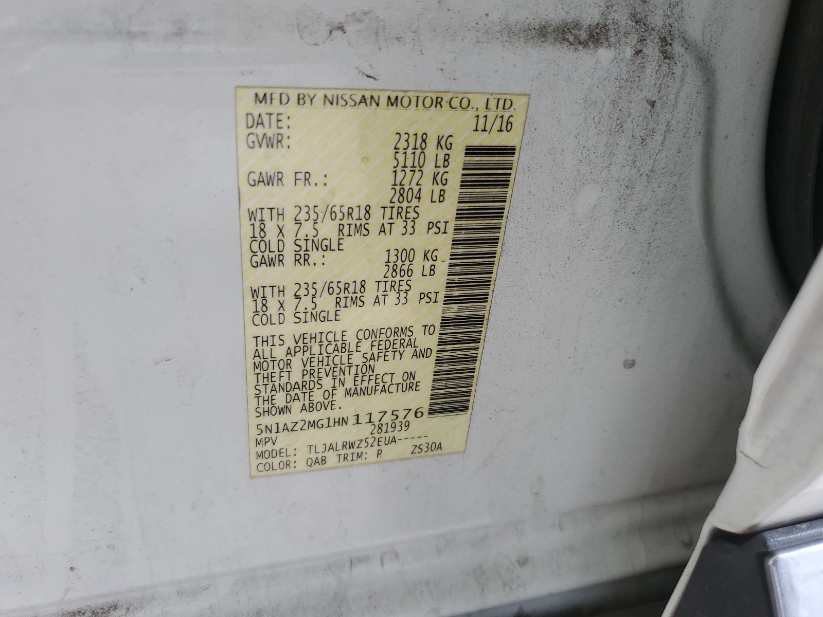 5N1AZ2MG1HN117576 2017 Nissan Murano S