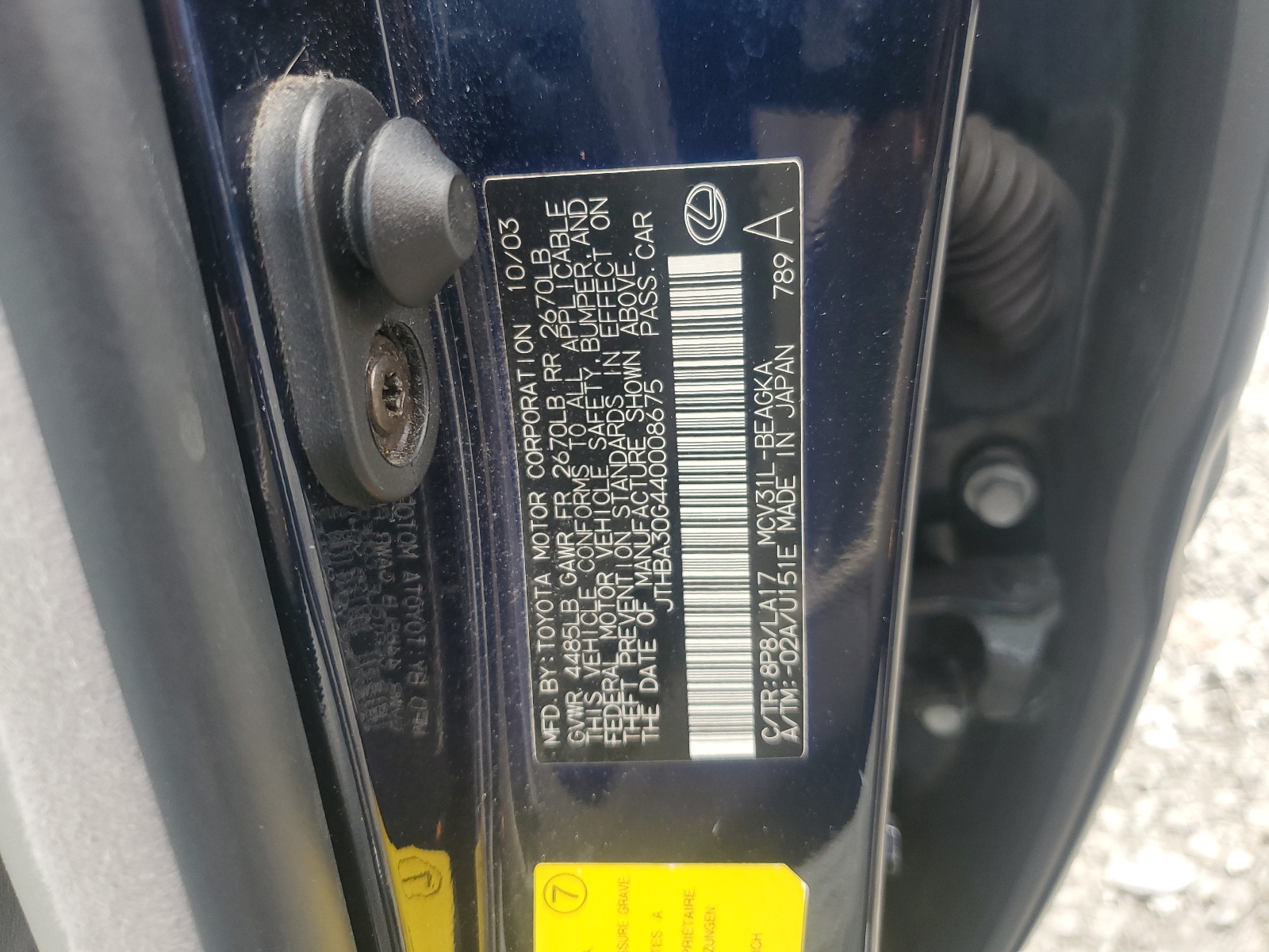 JTHBA30G440008675 2004 Lexus Es 330