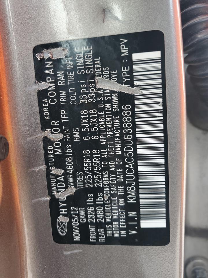 2013 Hyundai Tucson Gls VIN: KM8JUCAC5DU638886 Lot: 63759184