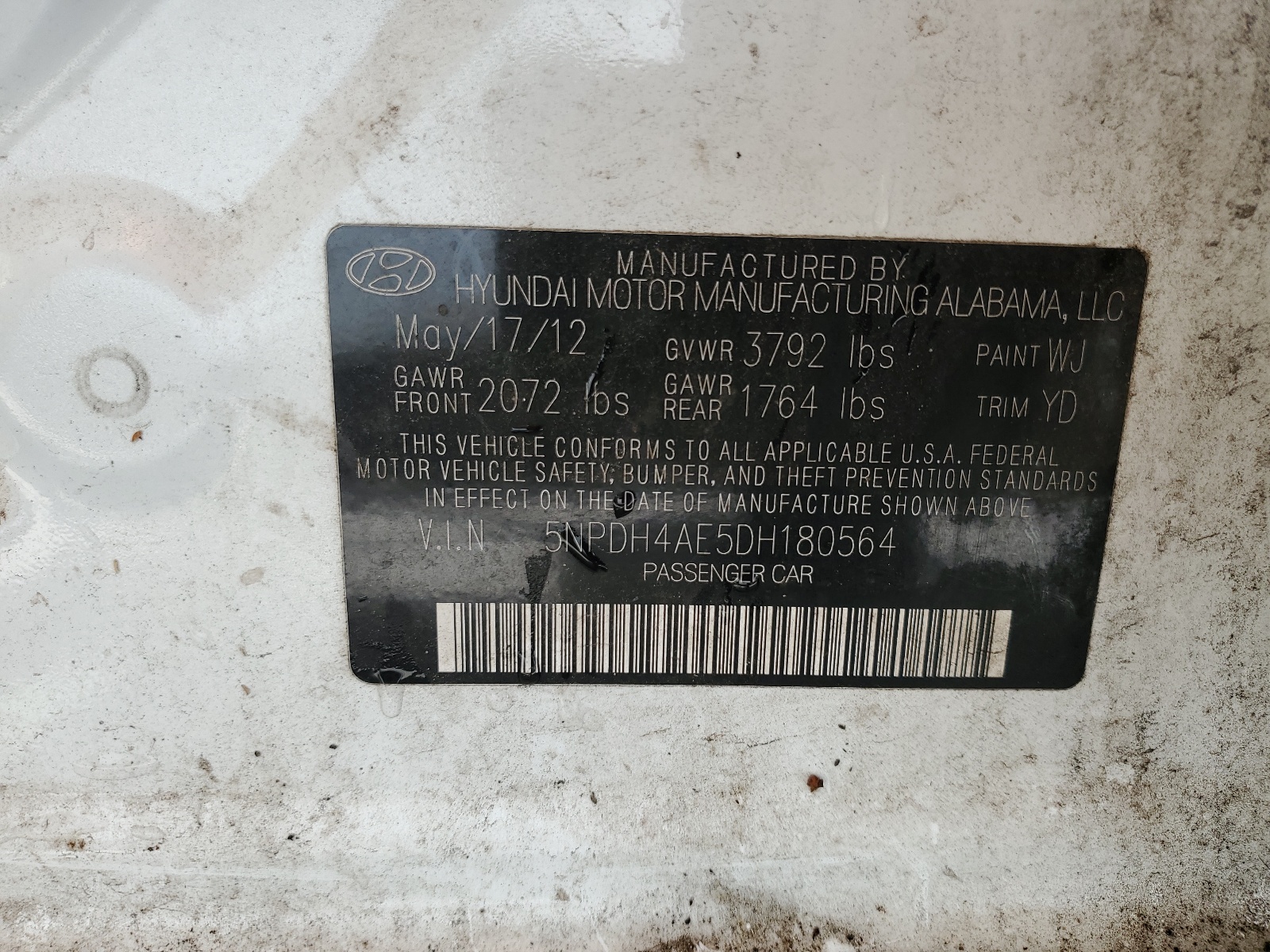 5NPDH4AE5DH180564 2013 Hyundai Elantra Gls