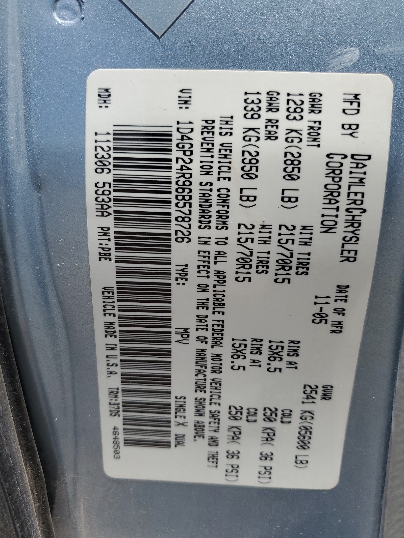 1D4GP24R96B578726 2006 Dodge Grand Caravan Se