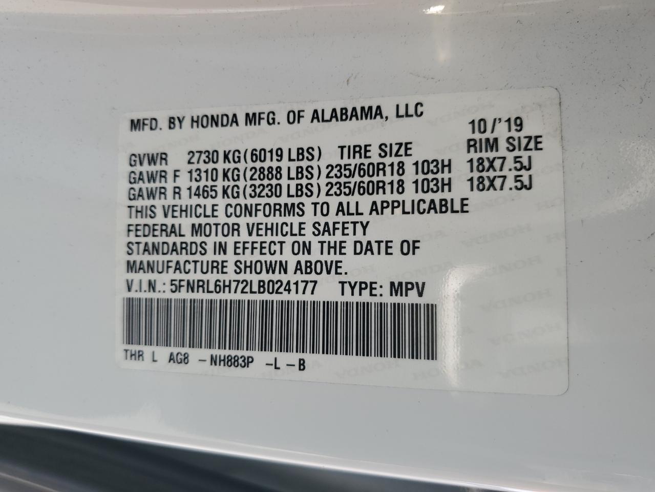 2020 Honda Odyssey - Image 15