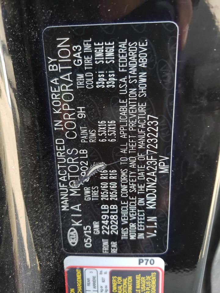 2015 Kia Soul VIN: KNDJN2A23F7232237 Lot: 61914274