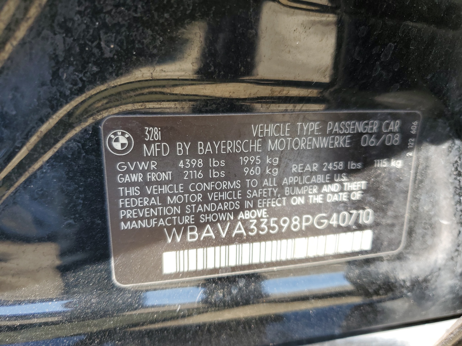 WBAVA33598PG40710 2008 BMW 328 I