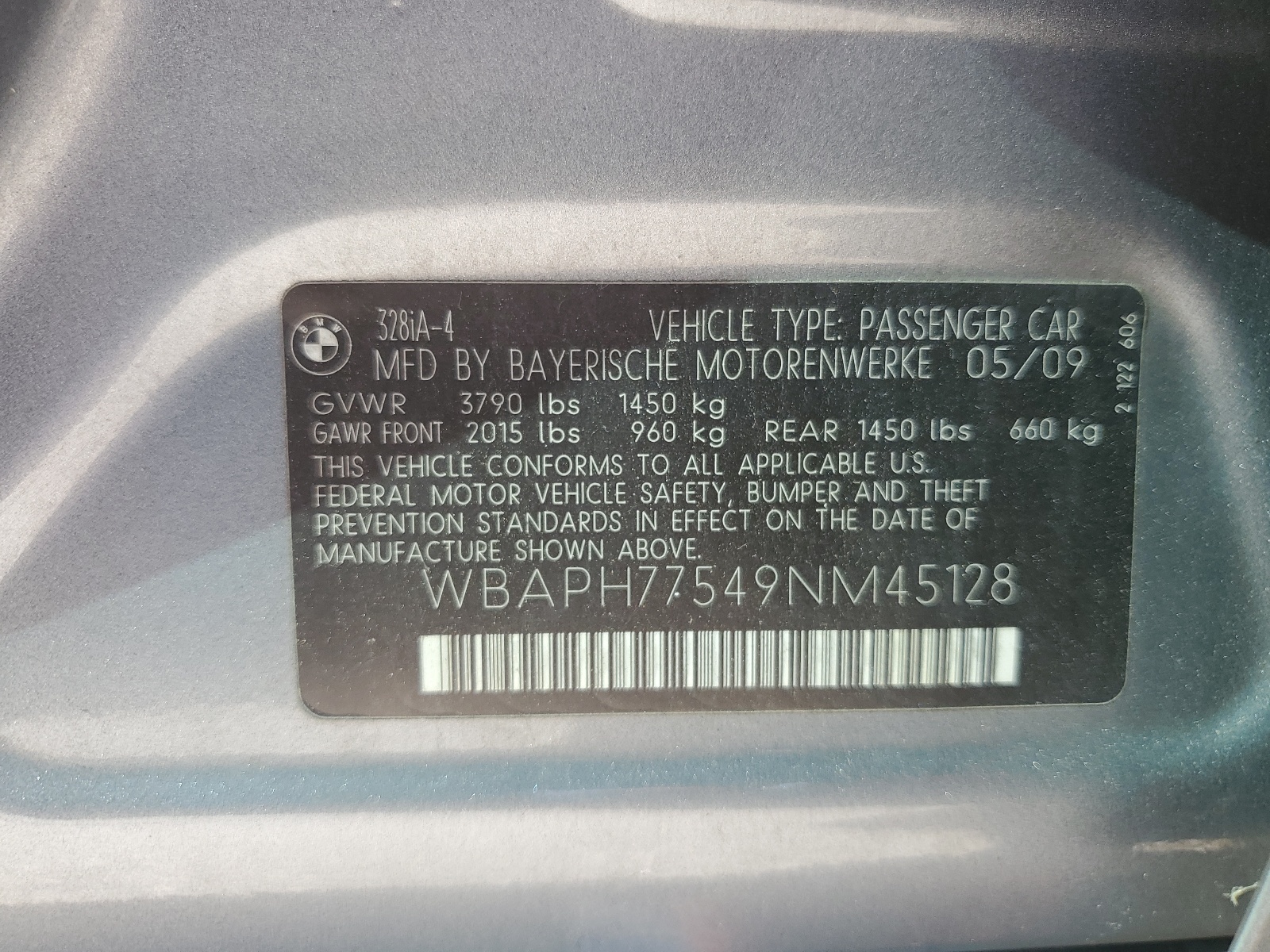 WBAPH77549NM45128 2009 BMW 328 I