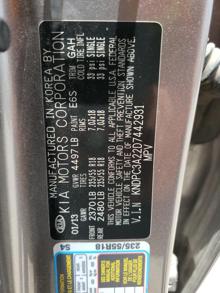 2013 Kia Sportage Ex VIN: KNDPC3A22D7442931 Lot: 63641194