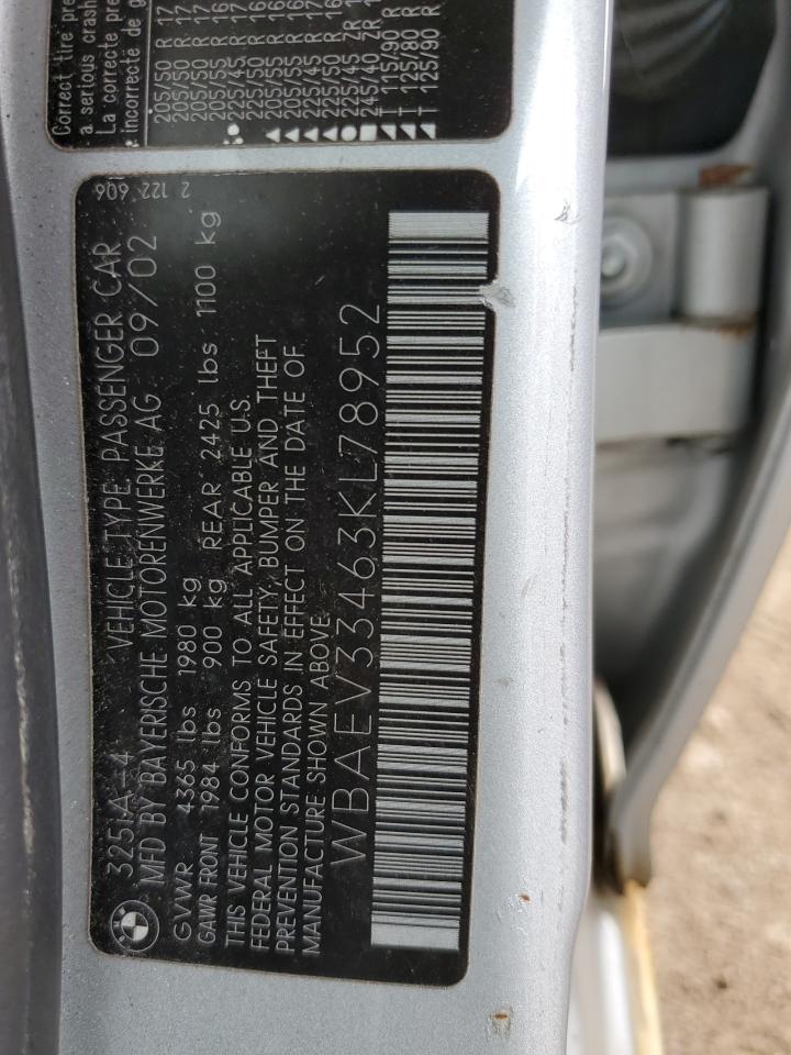 2003 BMW 325 I VIN: WBAEV33463KL78952 Lot: 64044754