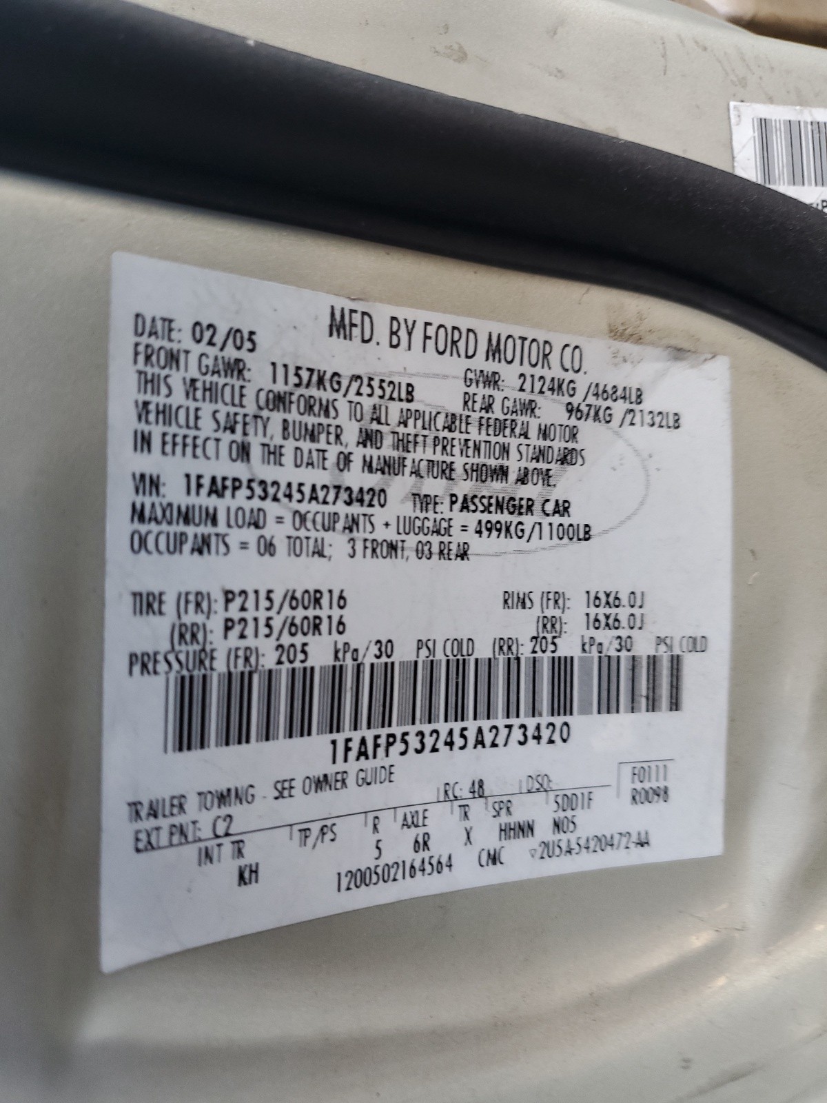 1FAFP53245A273420 2005 Ford Taurus Se