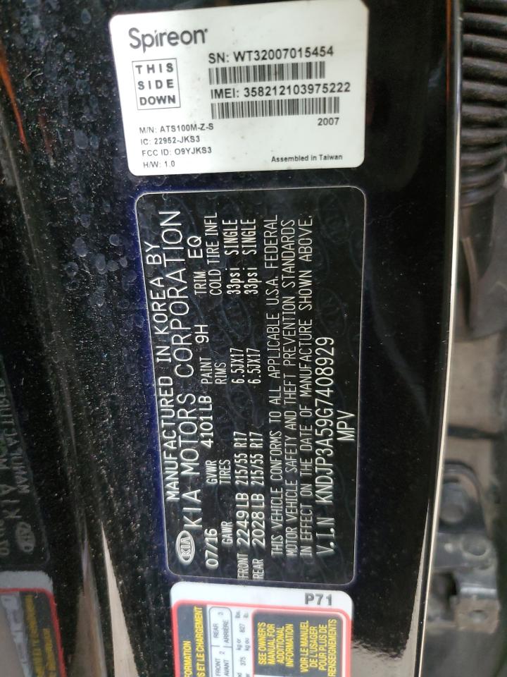 2016 Kia Soul + VIN: KNDJP3A59G7408929 Lot: 62738914