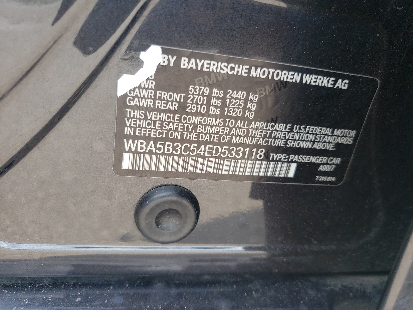 WBA5B3C54ED533118 2014 BMW 535 Xi