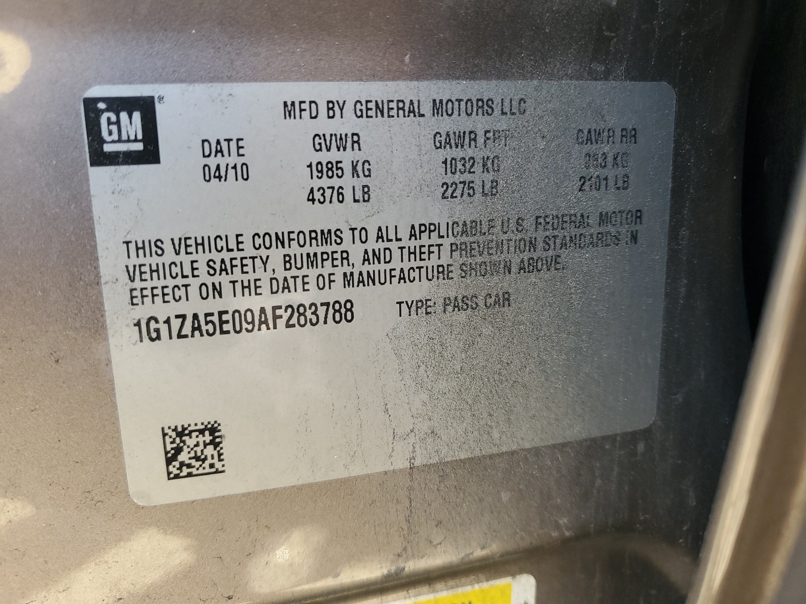 1G1ZA5E09AF283788 2010 Chevrolet Malibu Ls