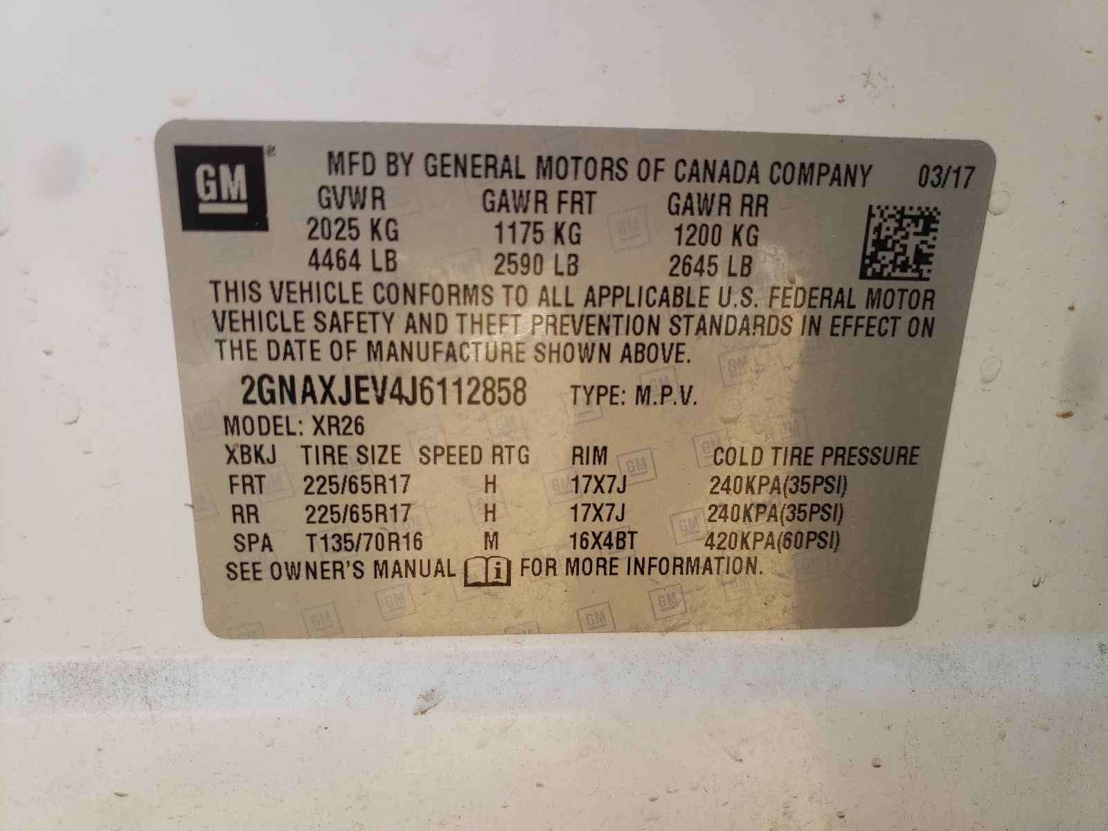 2GNAXJEV4J6112858 2018 Chevrolet Equinox Lt