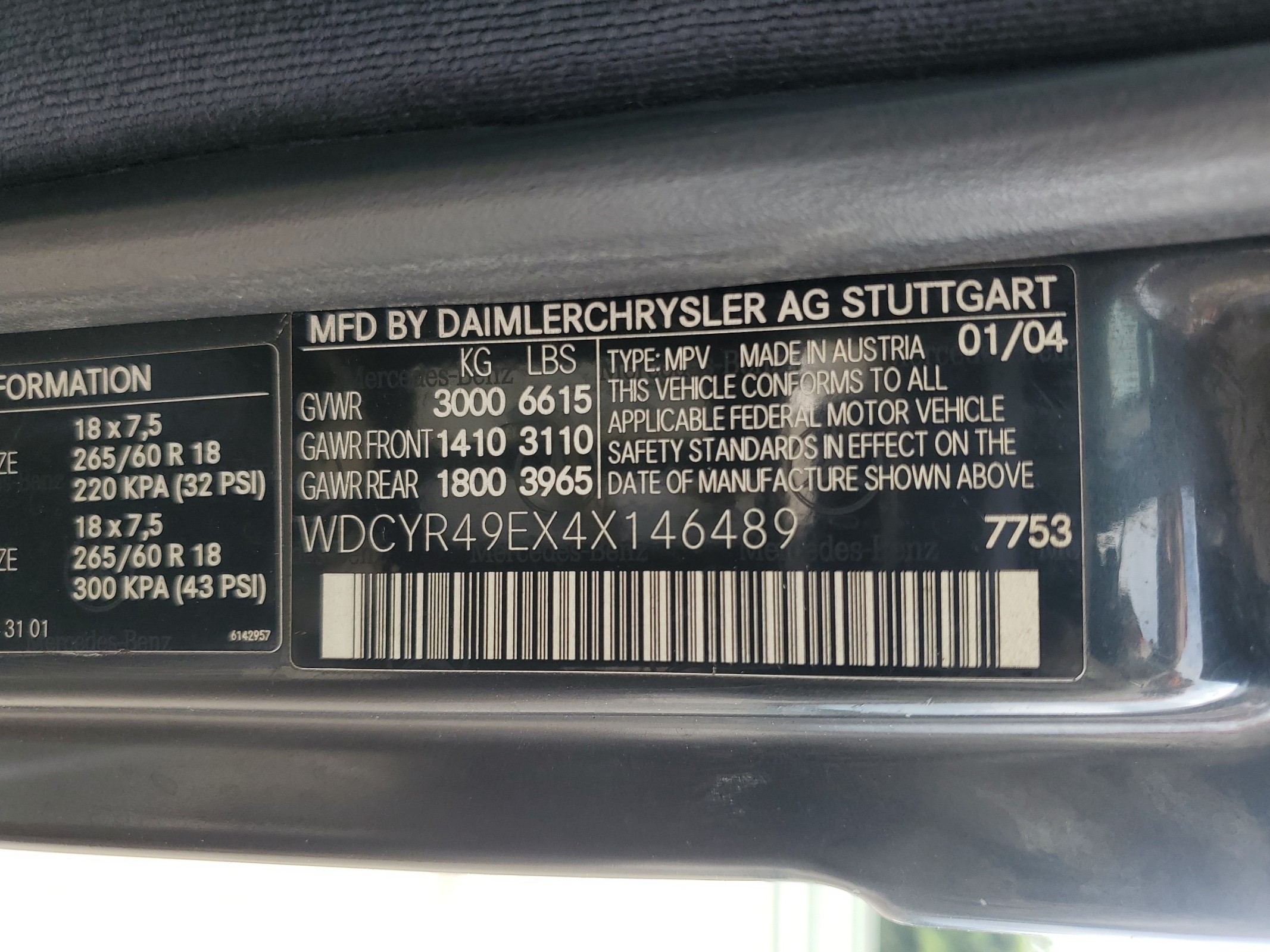 WDCYR49EX4X146489 2004 Mercedes-Benz G 500
