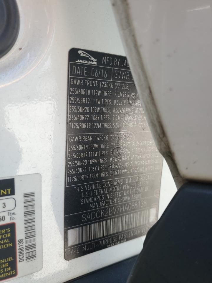 2017 Jaguar F-Pace Prestige VIN: SADCK2BV7HA068138 Lot: 62450194